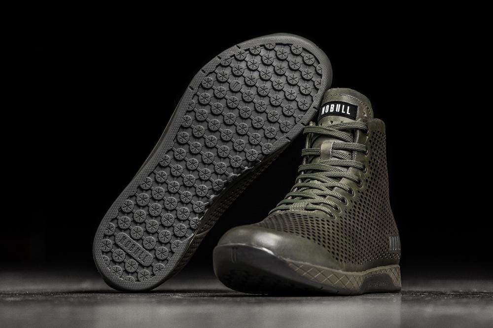 Baskets Montantes NOBULL Homme Vert - Chaussures NOBULL High-Top Moss Leather,France (0297-AZVYU)